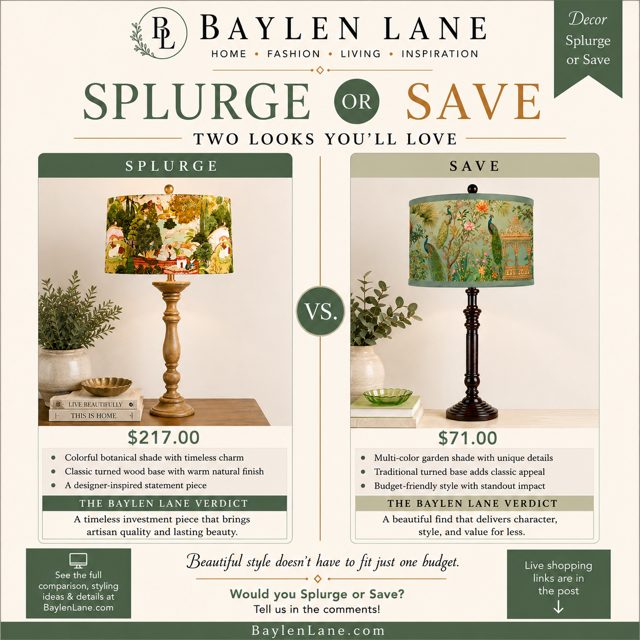 Designer Table Lamps: Splurge or Save on Timeless Botanical Style
