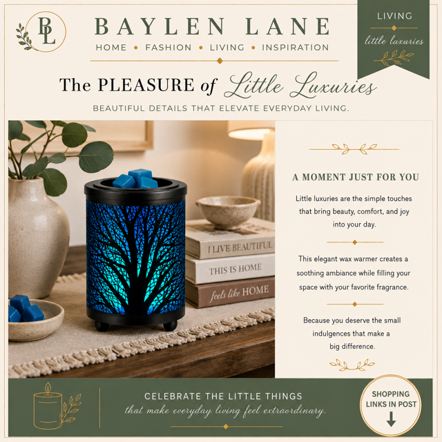 Leyoue electric wax melt warmer with a decorative illuminated tree design, creating a warm ambiance and seasonal home fragrance.