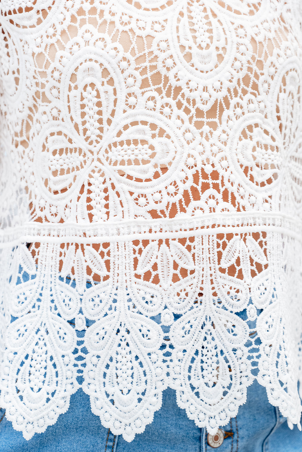 Lace-Crochet Half Sleeve Blouse