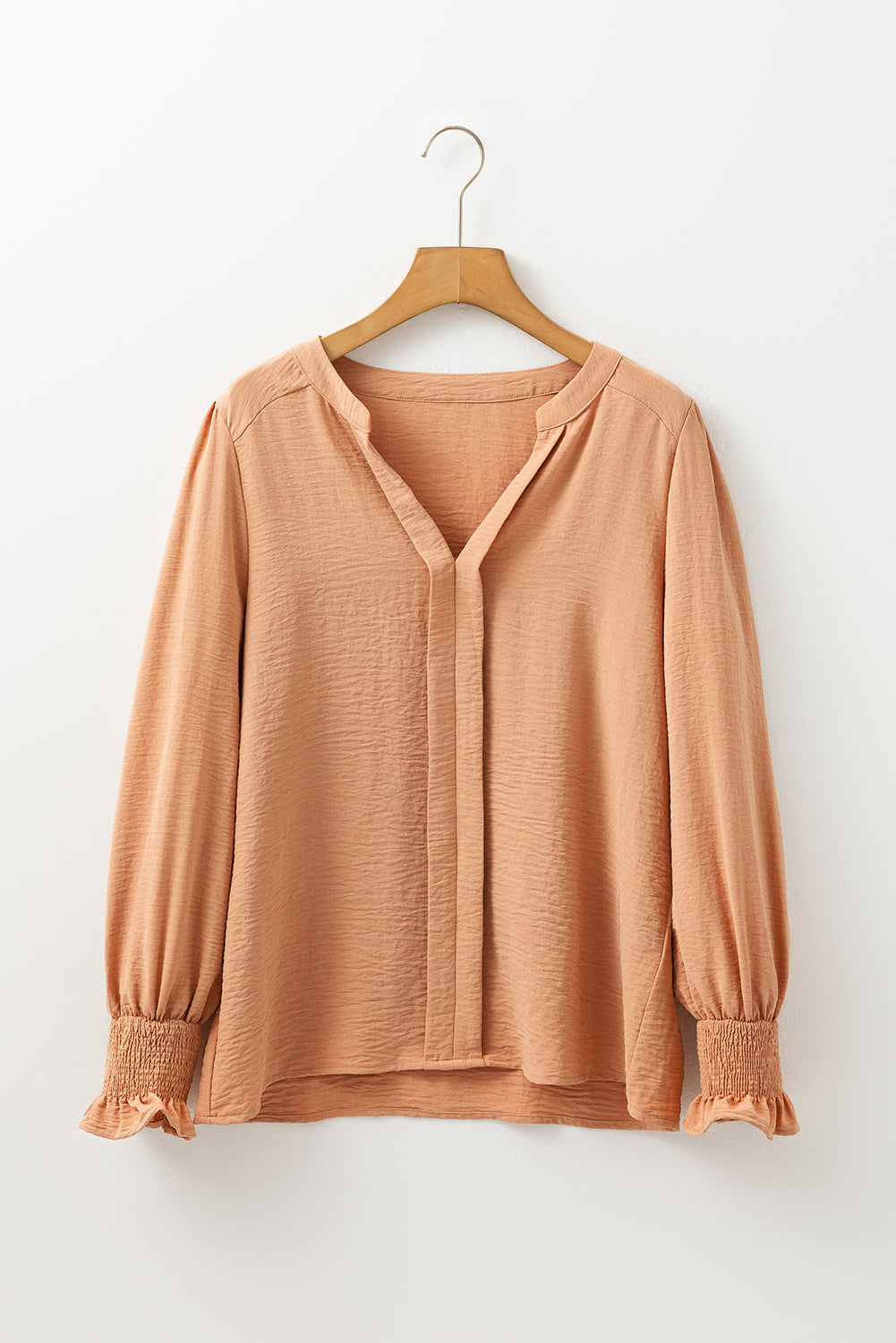 Straw-Yellow Shirred Cuff Blouse