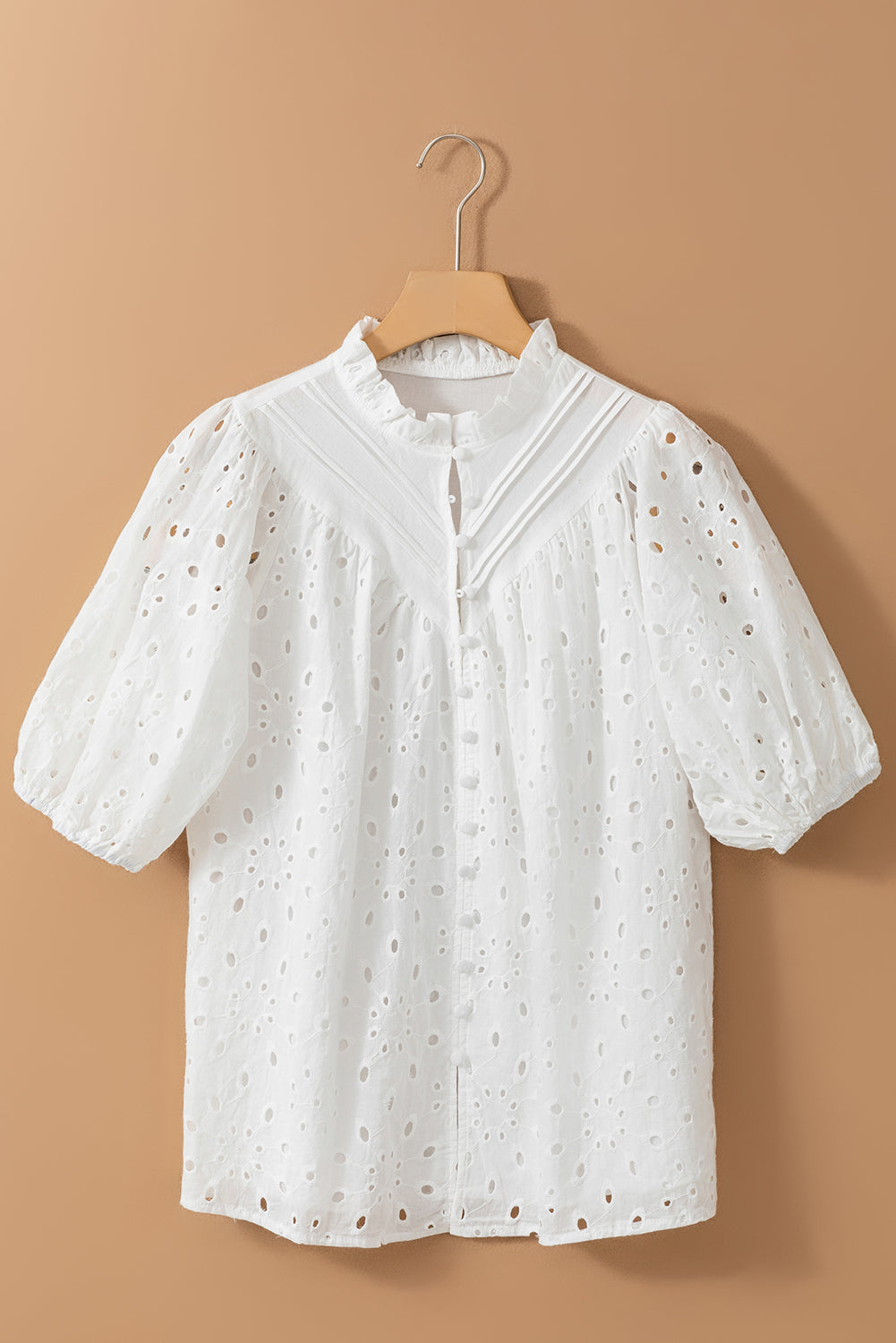 White Eyelet Puff Sleeve Blouse